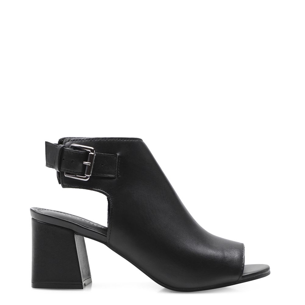 Sandália Feminina Open Boot - Couro Atanado Preto - corello