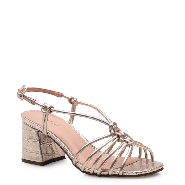Sandália Feminina Knots Metal - Soft Champagne - corello