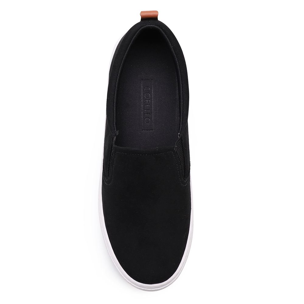 slip on preto camurça