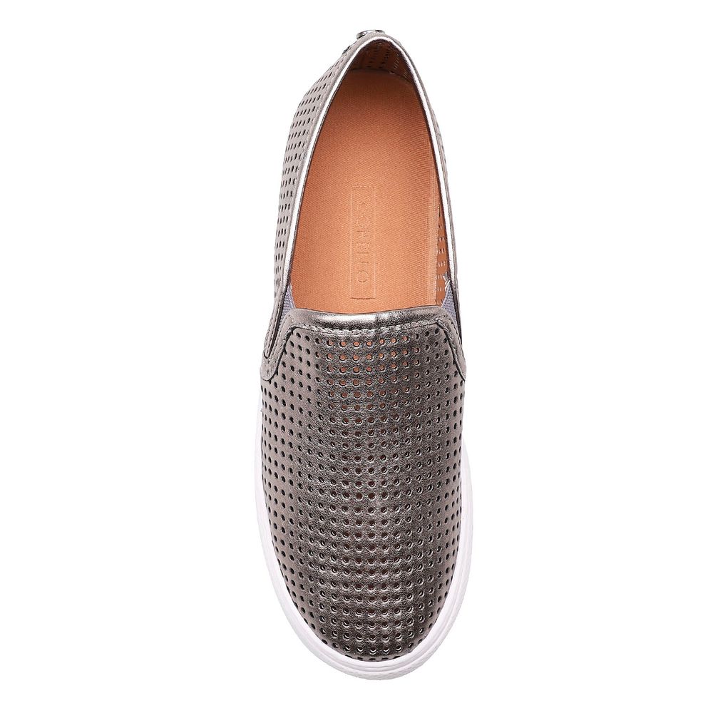 Slip On Feminino - Metalizado Prata Velho - corello