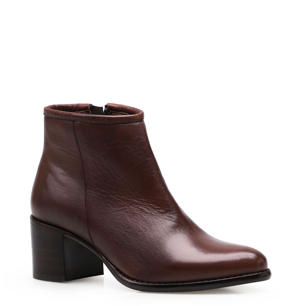 bota couro marrom cano curto