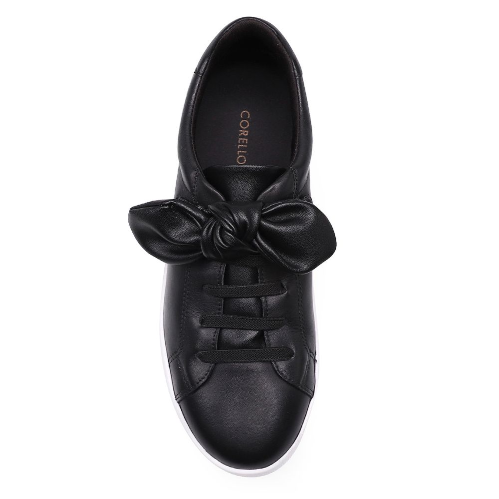 Tênis Feminino Bow - Couro Preto - corello