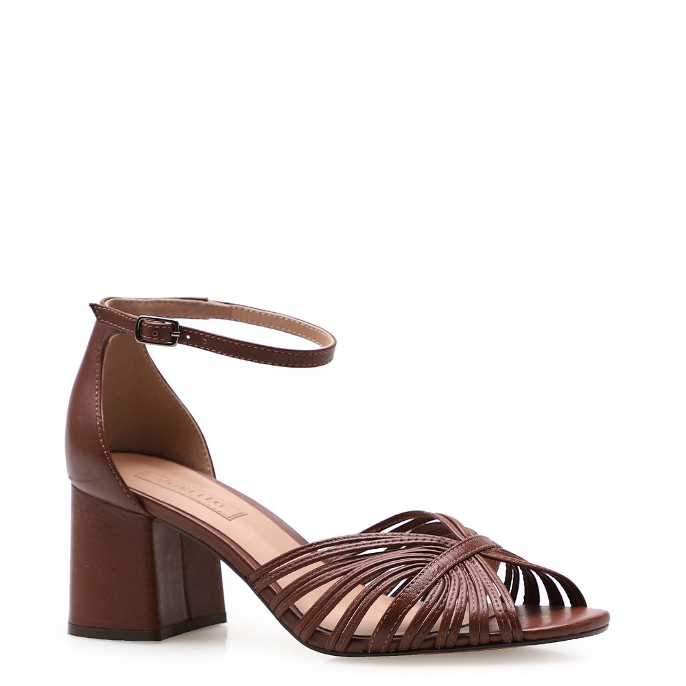 Sandália Feminina Mix Tiras - Couro Marrom - corello