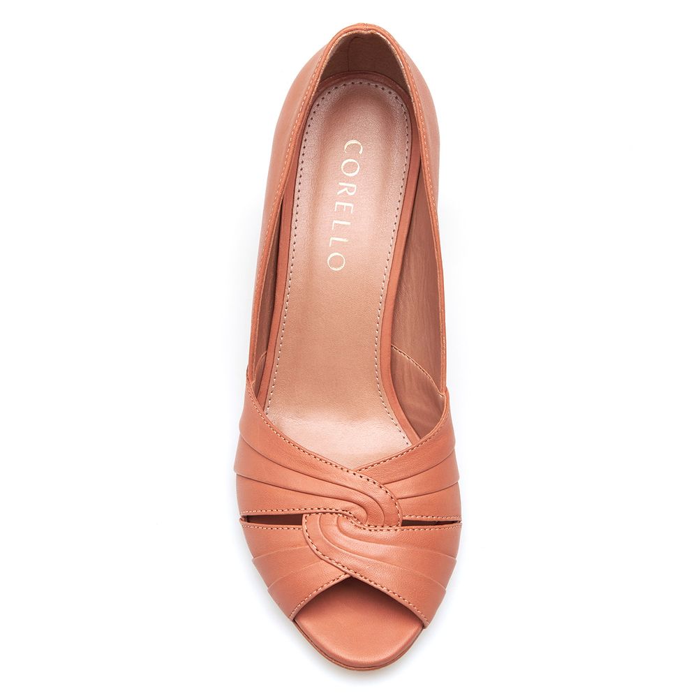 Peep Toe - Couro Pêssego - corello