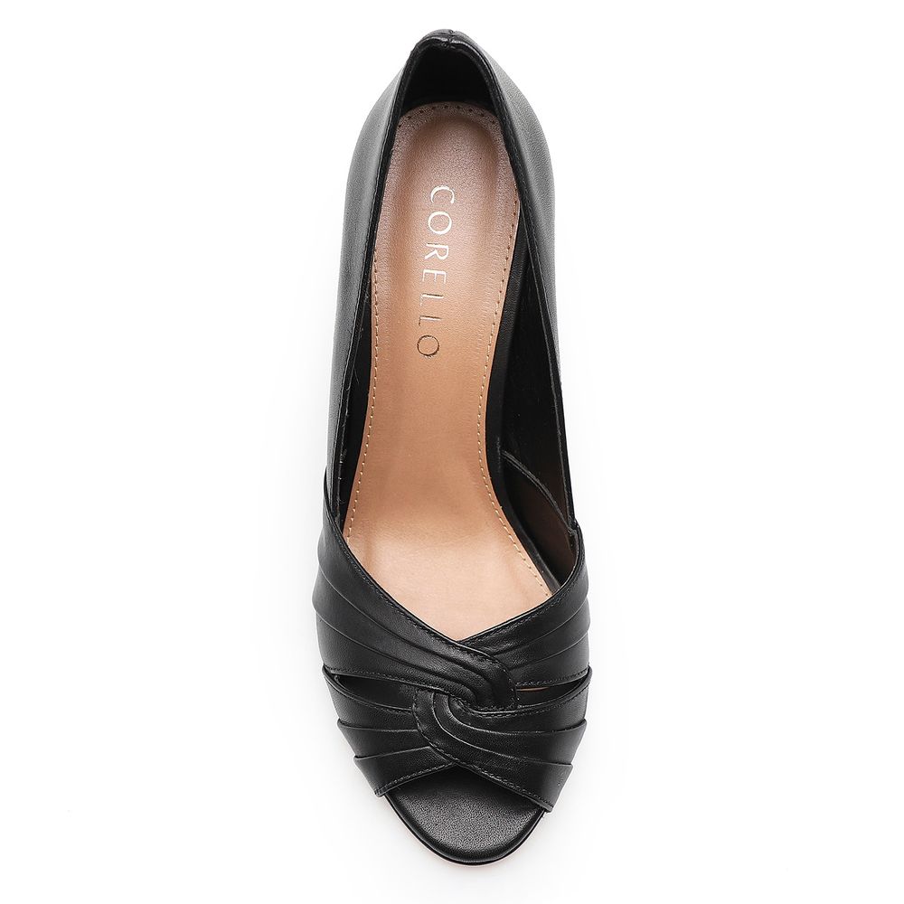 Peep Toe - Couro Preto - corello