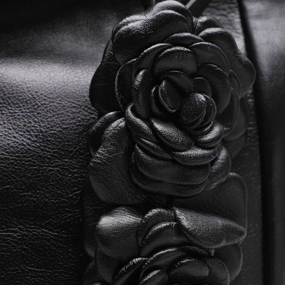 black and white flower tote bolsa