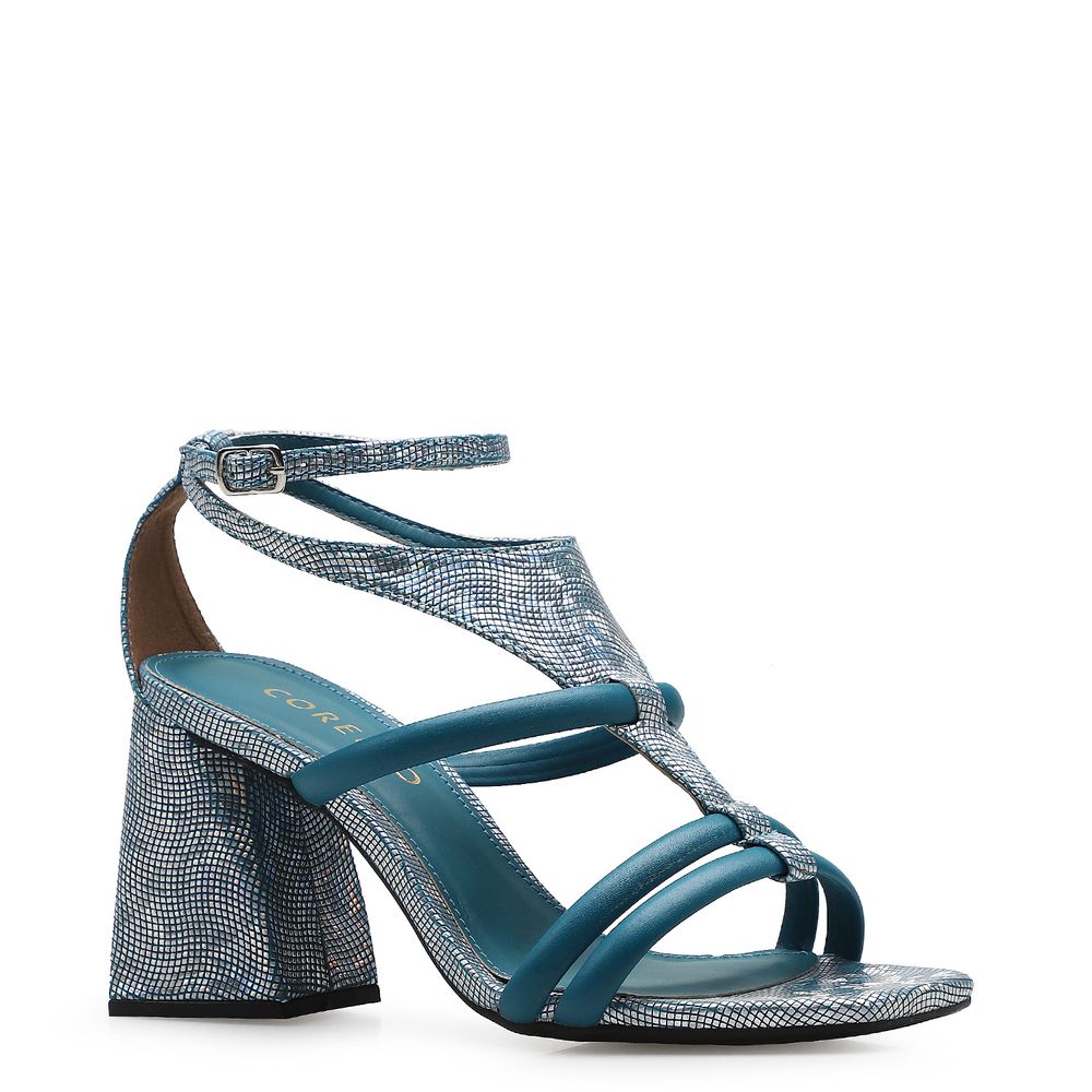 Sandália Recortes Sirena High - Alternativo Azul Holográfico - corello